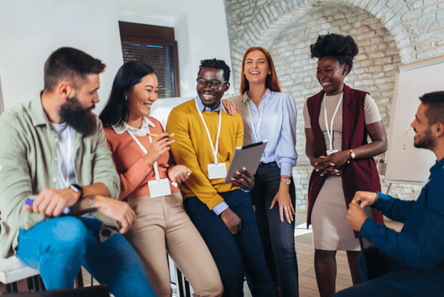 team of people interacting with each other